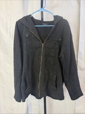 torrid Black Hooded Zip Jacket with Brass Zip